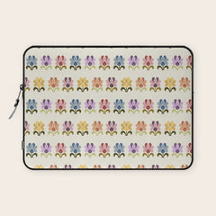 70s Retro Florals Pattern with Linen Texture Laptop Sleeve