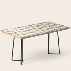70s Retro Florals Pattern with Linen Texture Coffee Table