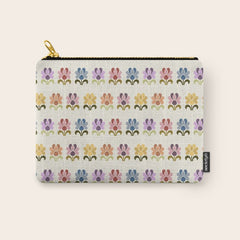 70s Retro Florals Pattern with Linen Texture Carry All Pouch