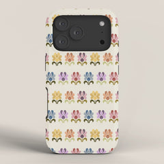 70s Retro Florals Pattern with Linen Texture iPhone Case