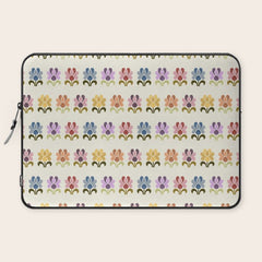 70s Retro Florals Pattern with Linen Texture Laptop Sleeve