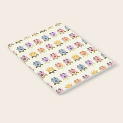 70s Retro Florals Pattern with Linen Texture Notebook