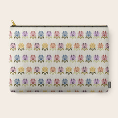 70s Retro Florals Pattern with Linen Texture Carry All Pouch