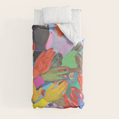 A Hand Is All We Need, Abstract Human Face Community, Humanity People Colorful Concept Positivity Duvet Cover