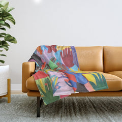 A Hand Is All We Need, Abstract Human Face Community, Humanity People Colorful Concept Positivity Throw Blanket