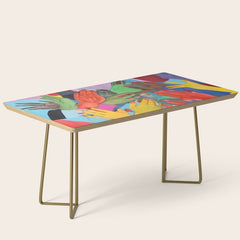 A Hand Is All We Need, Abstract Human Face Community, Humanity People Colorful Concept Positivity Coffee Table