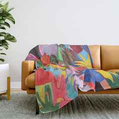 A Hand Is All We Need, Abstract Human Face Community, Humanity People Colorful Concept Positivity Throw Blanket