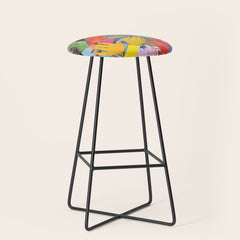 A Hand Is All We Need, Abstract Human Face Community, Humanity People Colorful Concept Positivity Stool