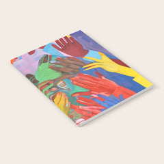A Hand Is All We Need, Abstract Human Face Community, Humanity People Colorful Concept Positivity Notebook