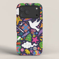 60s 70s psychedelic Modern Christmas Confetti Pattern iPhone Case