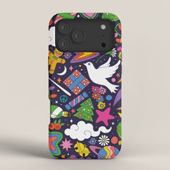 60s 70s psychedelic Modern Christmas Confetti Pattern iPhone Case