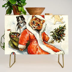 To Wish You A Merry Christmas' by Louis Wain Credenza