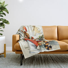 To Wish You A Merry Christmas' by Louis Wain Throw Blanket
