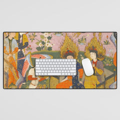 (Book of omens) Angels bow before Adam and Eve in Paradise Islamic Antique Art Desk Mat