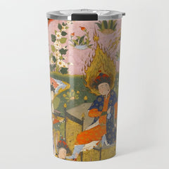 (Book of omens) Angels bow before Adam and Eve in Paradise Islamic Antique Art Travel Mug