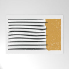 (White Background) Mid Century Modern Minimalist Rothko Inspired Color Field With Lines Geometric Style Welcome Mat