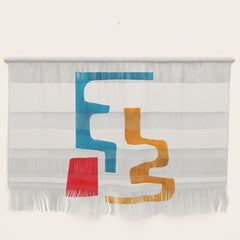 Falling Down' Paper Collage Fun Colorful Shapes Mid Century Minimal Abstract Art by Ejaaz Haniff Wall Hanging