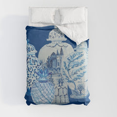 4 Four 4 Blue and White Ginger Jars Comforter