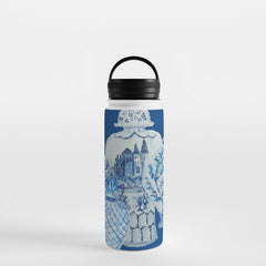 4 Four 4 Blue and White Ginger Jars Water Bottle
