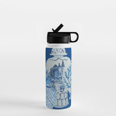 4 Four 4 Blue and White Ginger Jars Water Bottle