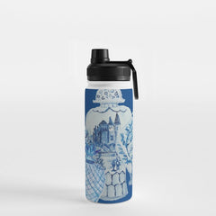 4 Four 4 Blue and White Ginger Jars Water Bottle