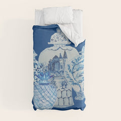 4 Four 4 Blue and White Ginger Jars Duvet Cover