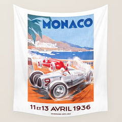 1936 Monaco Grand Prix Race Poster Wall Tapestry