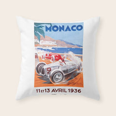 1936 Monaco Grand Prix Race Poster Throw Pillow