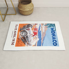 1936 Monaco Grand Prix Race Poster Rug