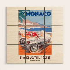 1936 Monaco Grand Prix Race Poster Wood Wall Art