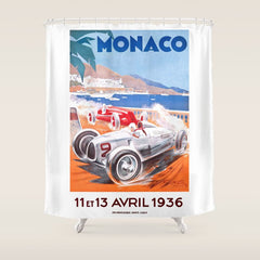 1936 Monaco Grand Prix Race Poster Shower Curtain