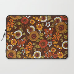 70s retro ditzy flowers, boho, browns, orange, hippie Laptop Sleeve