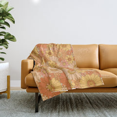 70s Retro Daisy Floral Throw Blanket
