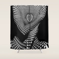 0622-JAL Heart Shape Pattern on Breasts and Nude Body Abstracted by Optical Patten Shower Curtain