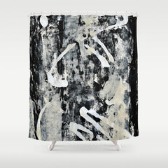 003: a vibrant abstract design in black and white by Alyssa Hamilton Art Shower Curtain