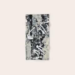 003: a vibrant abstract design in black and white by Alyssa Hamilton Art Bath Towel