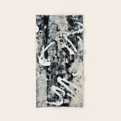 003: a vibrant abstract design in black and white by Alyssa Hamilton Art Bath Towel