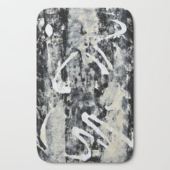 003: a vibrant abstract design in black and white by Alyssa Hamilton Art Bath Mat