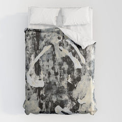 003: a vibrant abstract design in black and white by Alyssa Hamilton Art Duvet Cover