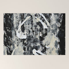 003: a vibrant abstract design in black and white by Alyssa Hamilton Art Welcome Mat