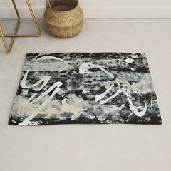 003: a vibrant abstract design in black and white by Alyssa Hamilton Art Rug