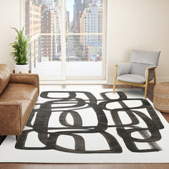 Writing On The Wall' Mid Century Modern Fun Abstract Shapes Rug