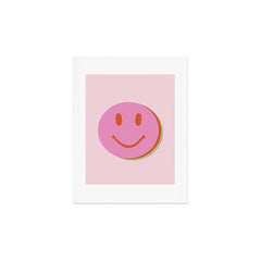 70s retro pink smiles pattern Art Print