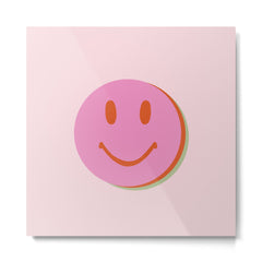 70s retro pink smiles pattern Metal Print