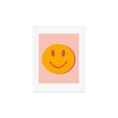 70s retro yellow smile face illustration Art Print