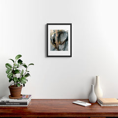 01025: a neutral abstract in gold, black, and white Framed Art Print
