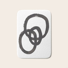 And I Op' Minimalist Ink Line Drawing Abstract Black Brush Strokes Modern Funky Maze by Ejaaz Haniff Bath Mat