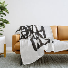 Writing On The Wall' Mid Century Modern Fun Abstract Shapes Throw Blanket