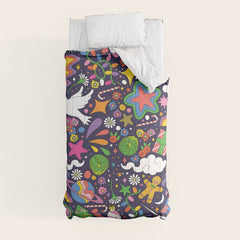 60s 70s psychedelic Modern Christmas Confetti Pattern Comforter