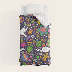 60s 70s psychedelic Modern Christmas Confetti Pattern Duvet Cover